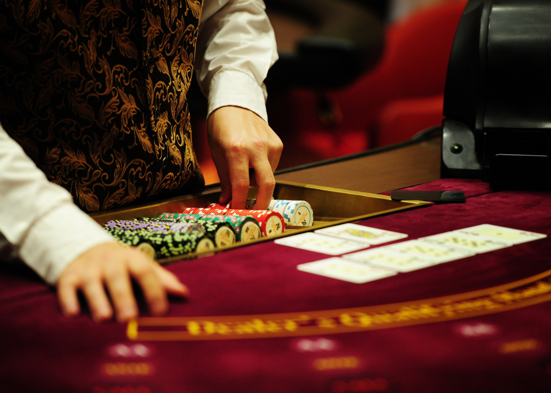 A card table within a casino.