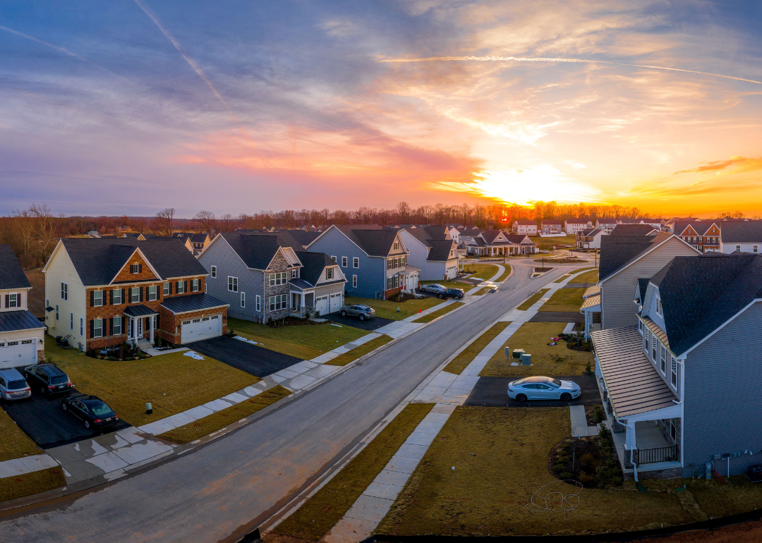 A neighborhood of multilevel single family homes in Maryland.