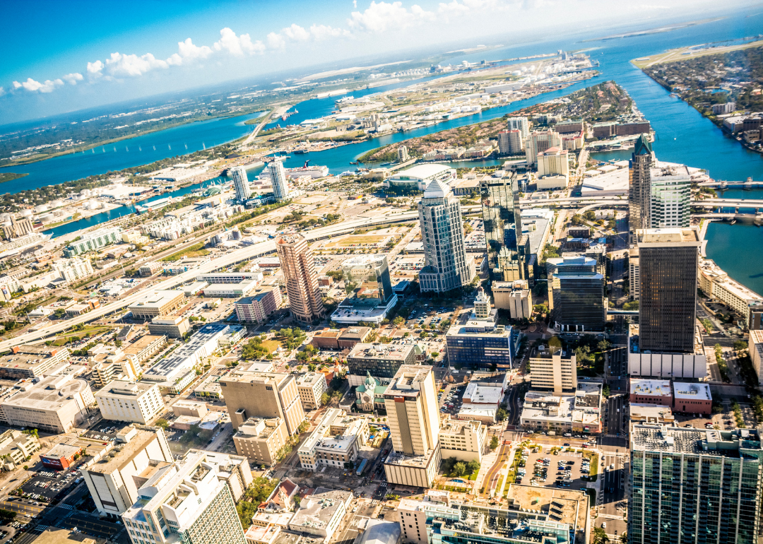 A bird's-eye view of Tampa's coastline.