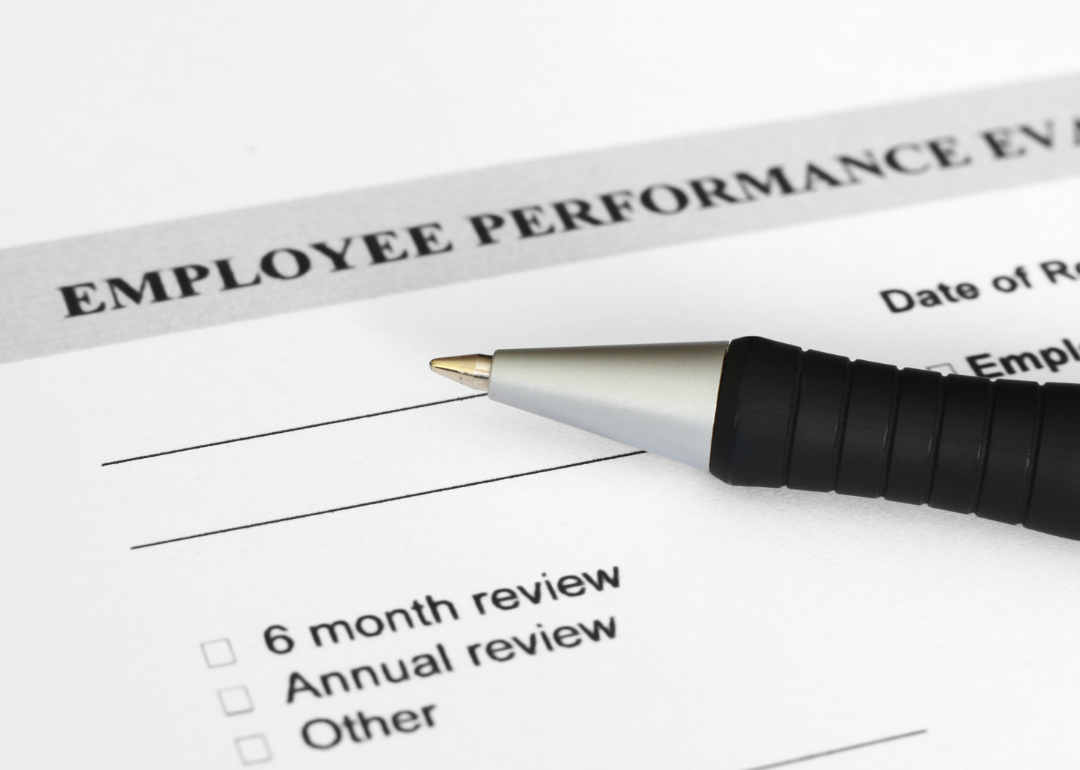 An employee performance evaluation form.