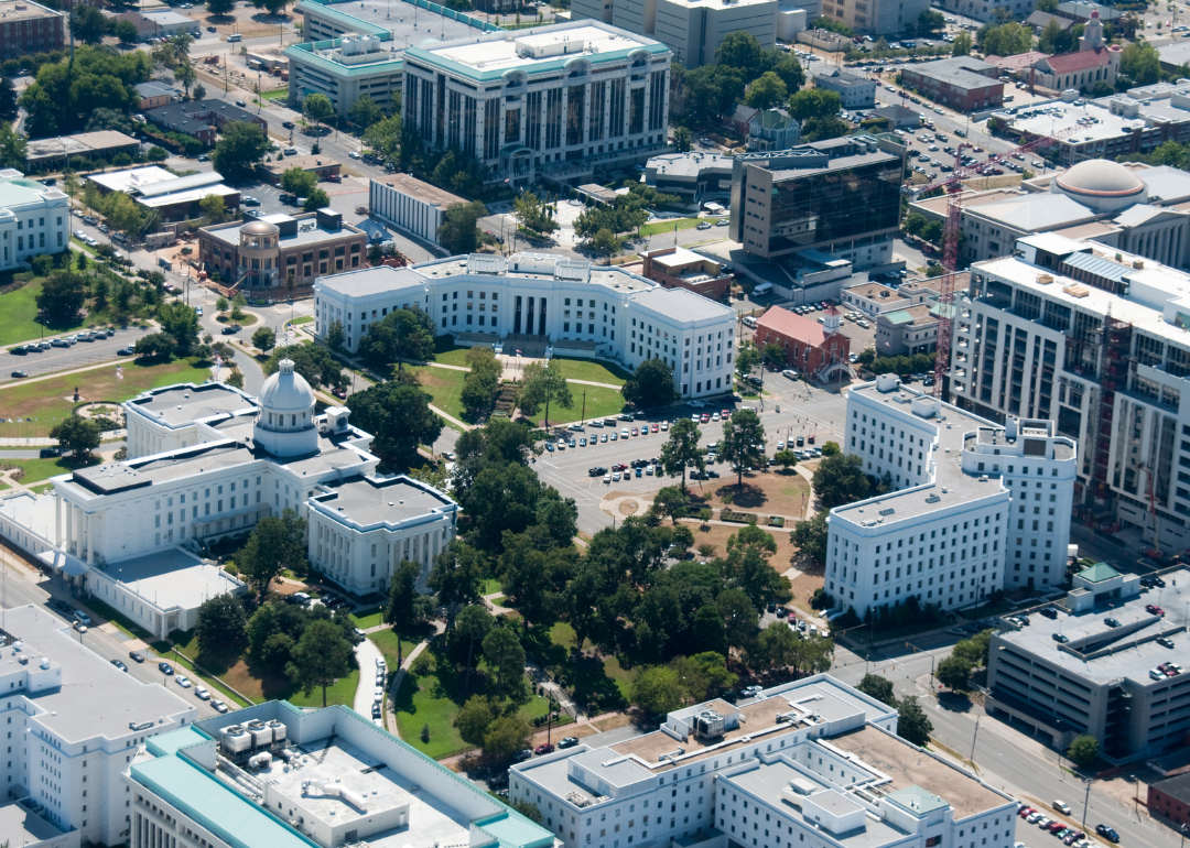 An aerial view of the Alabama State Capitol.