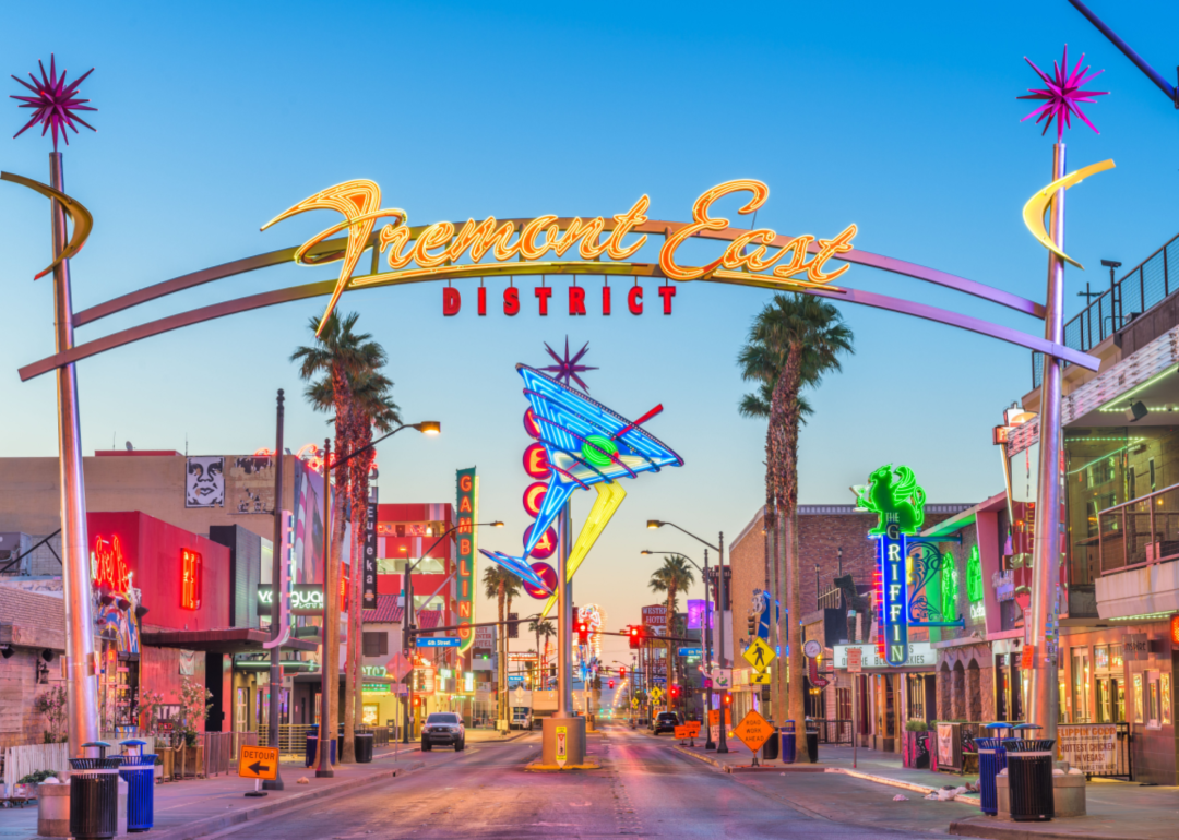 Fremont East District in Las Vegas lit up with neon.