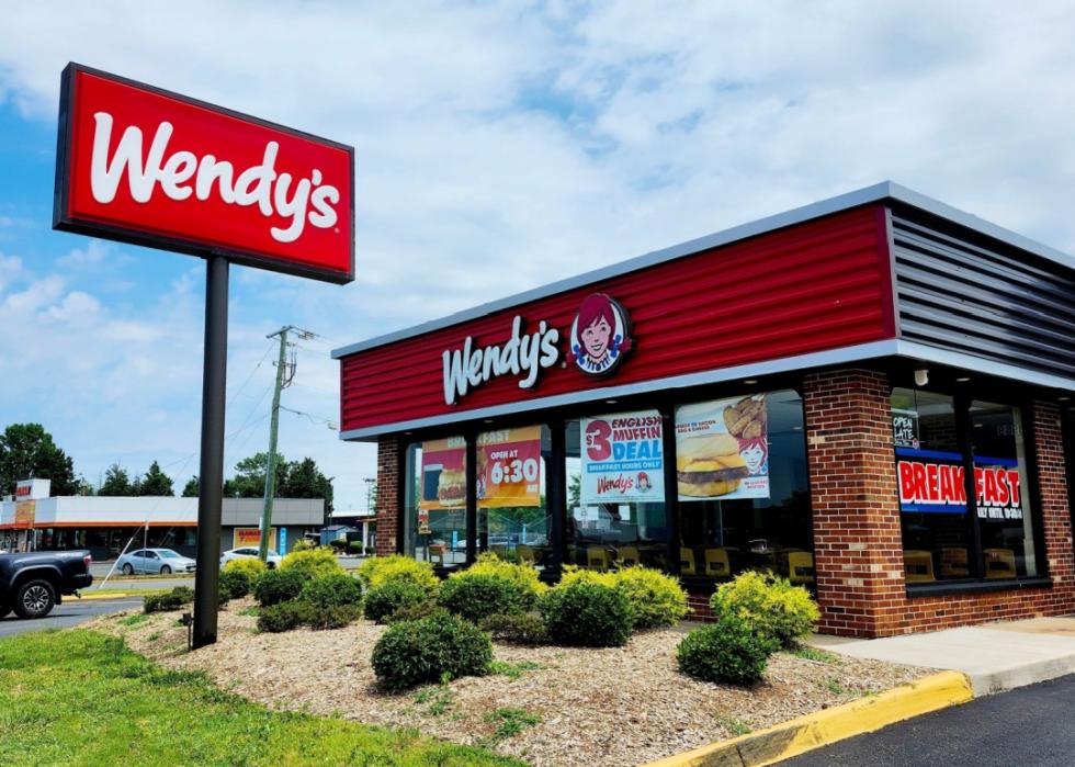 The exterior of Wendy's fast food restaurant.