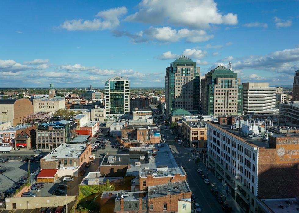 Aerial view of the skyline in Buffalo, New York.