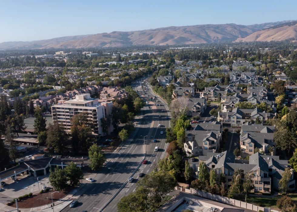 Aerial view of the city of Fremont, California.