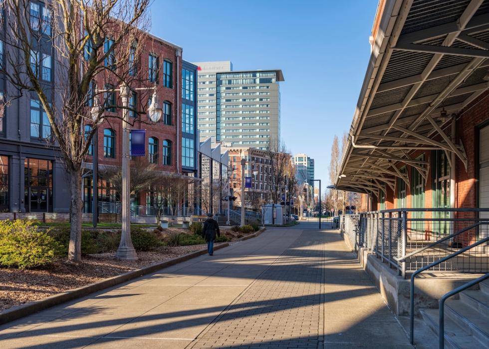 Street view in downtown Tacoma, Washington.