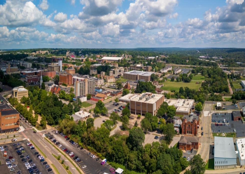An aerial view of downtown Youngstown.