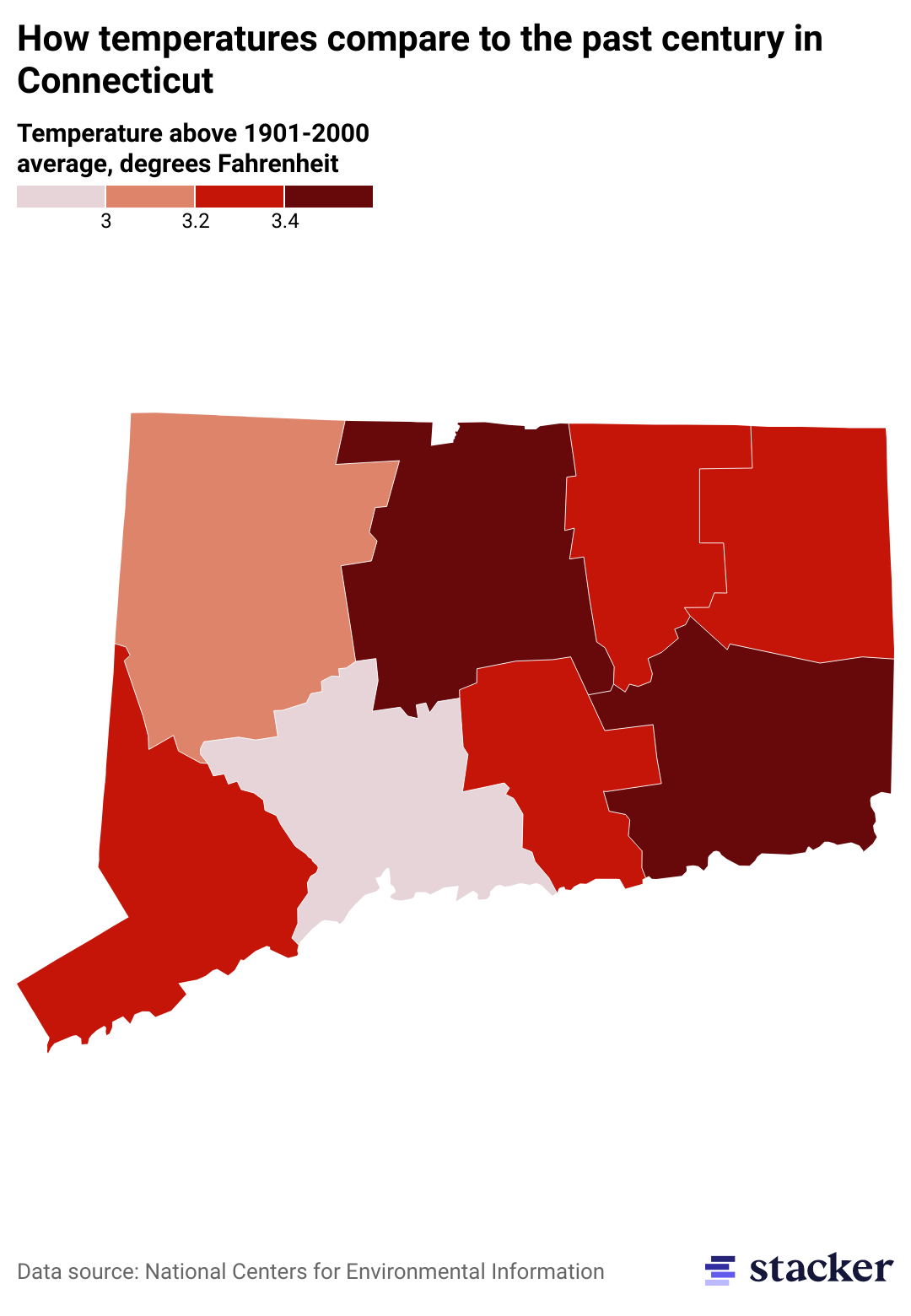 Counties in Connecticut With the Fastestrising Temperatures in the