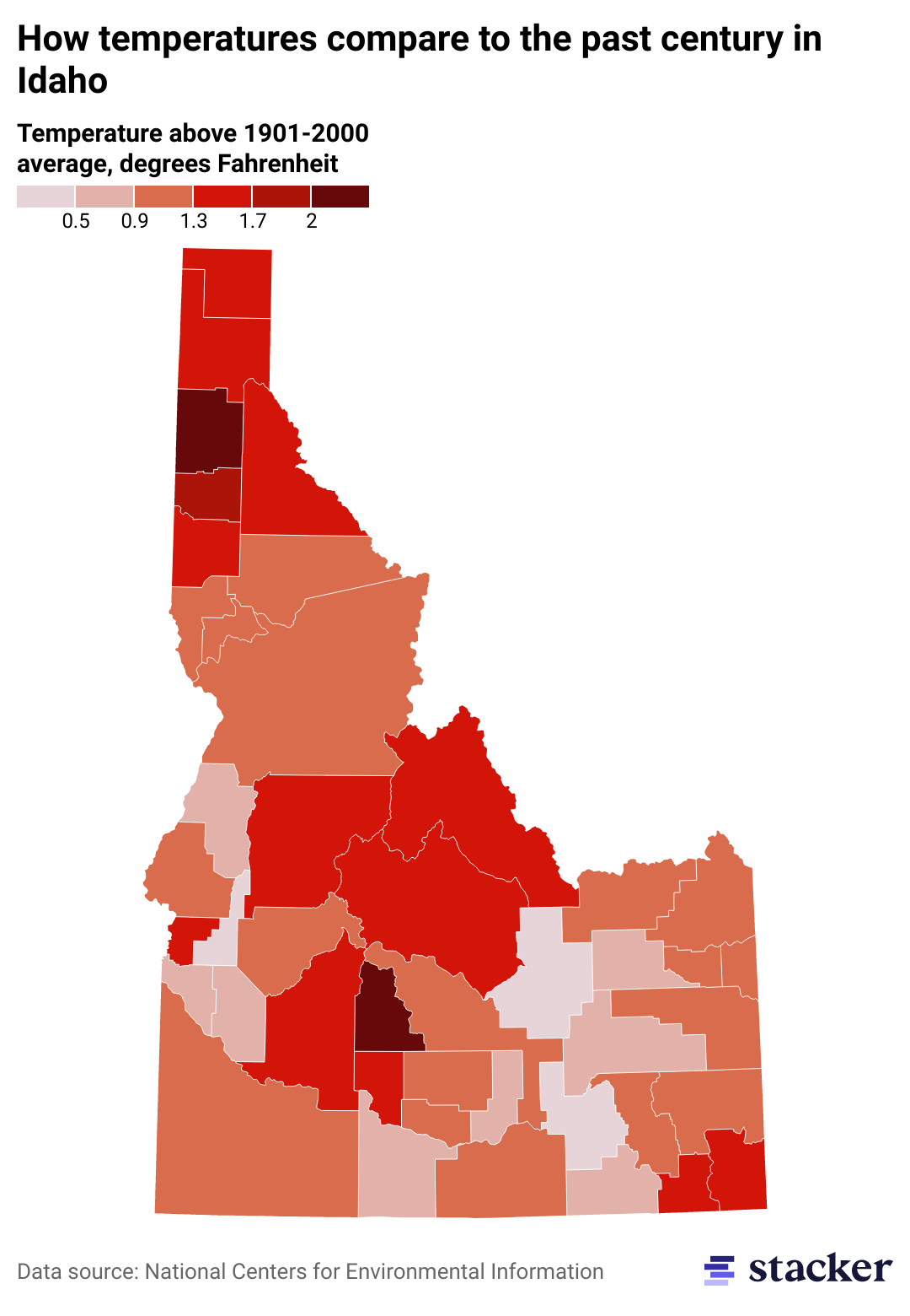 Counties in Idaho With the Fastestrising Temperatures in the Last 100
