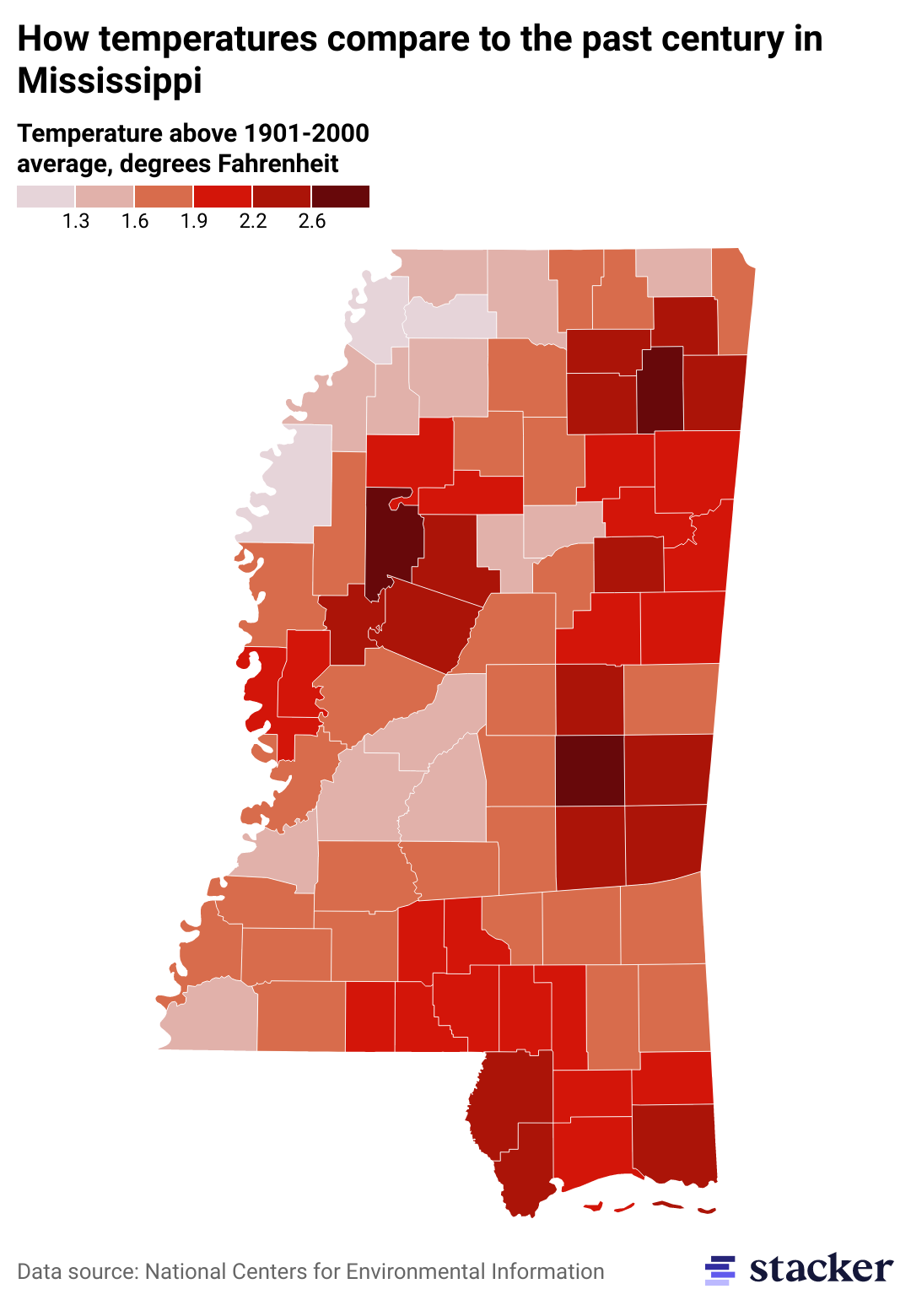 Counties in Mississippi With the Fastestrising Temperatures in the