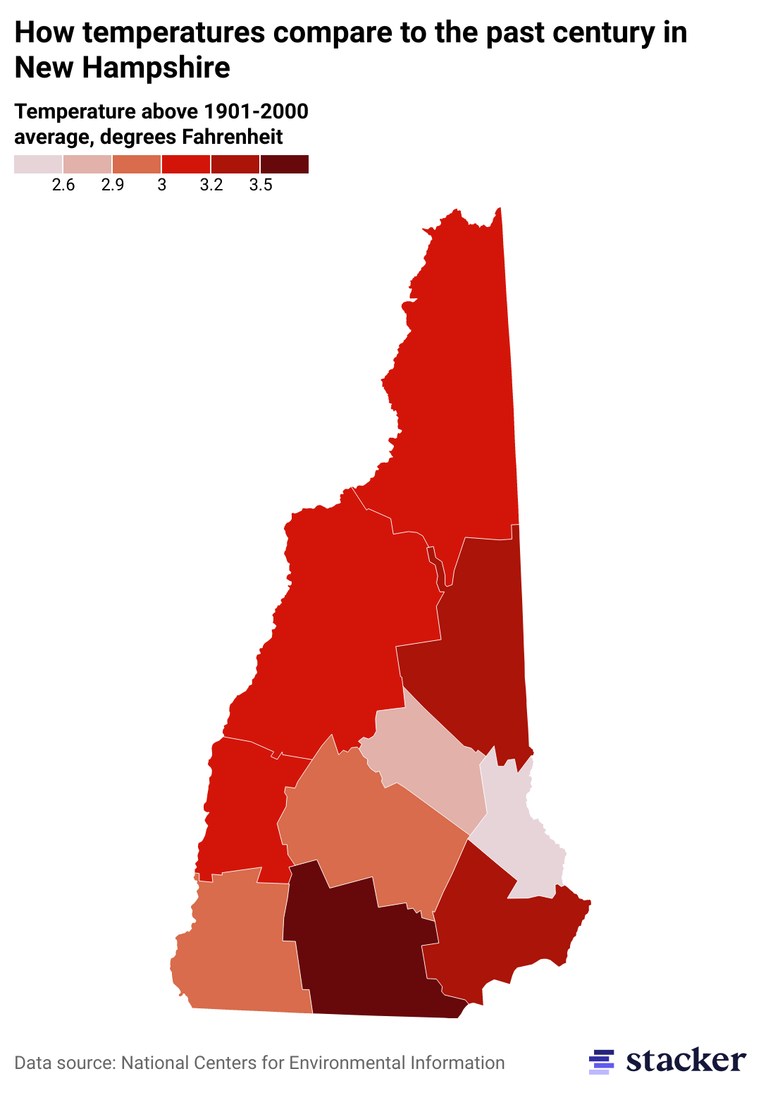 Counties in New Hampshire With the Fastestrising Temperatures in the