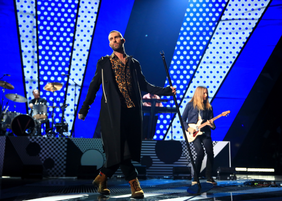 Maroon 5 performing in concert.