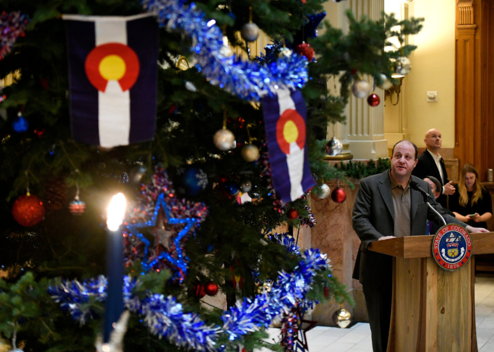 A tree lighting ceremony at the Capitol in Denver.