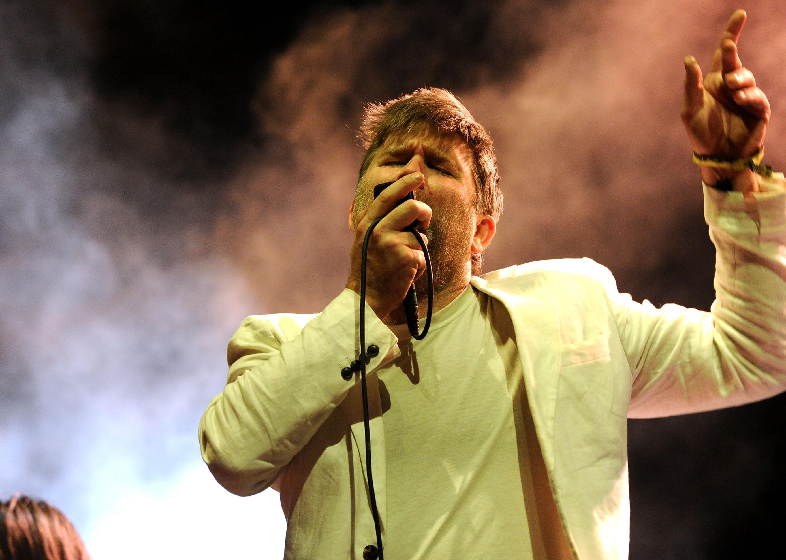 James Murphy of LCD Soundsystem sings onstage