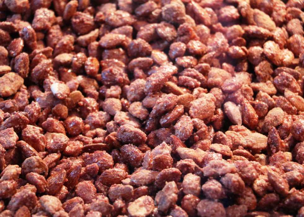 Close-up of sweet and spicy almonds.