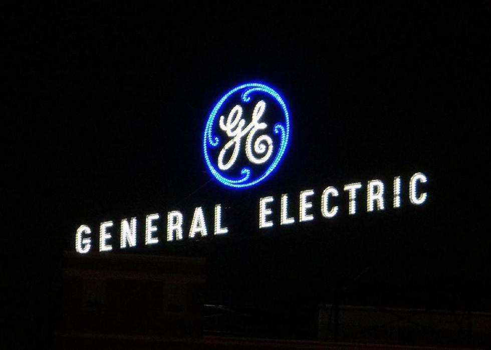 Illuminated General Electric neon sign.