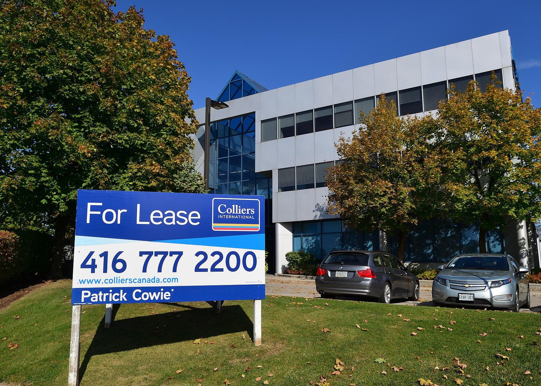 Colliers for lease sign in North America.