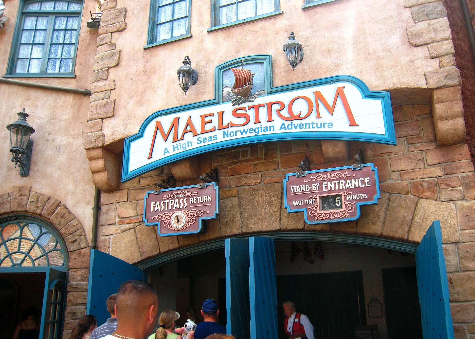 Norway's pavilion at Epcot with Maelstrom sign
