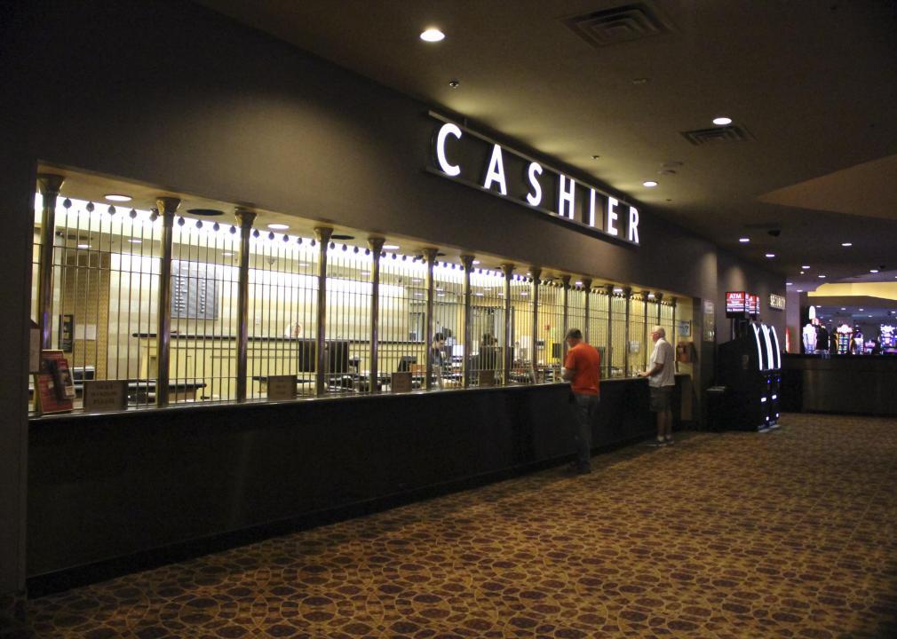 A gambling cashier station at a casino.