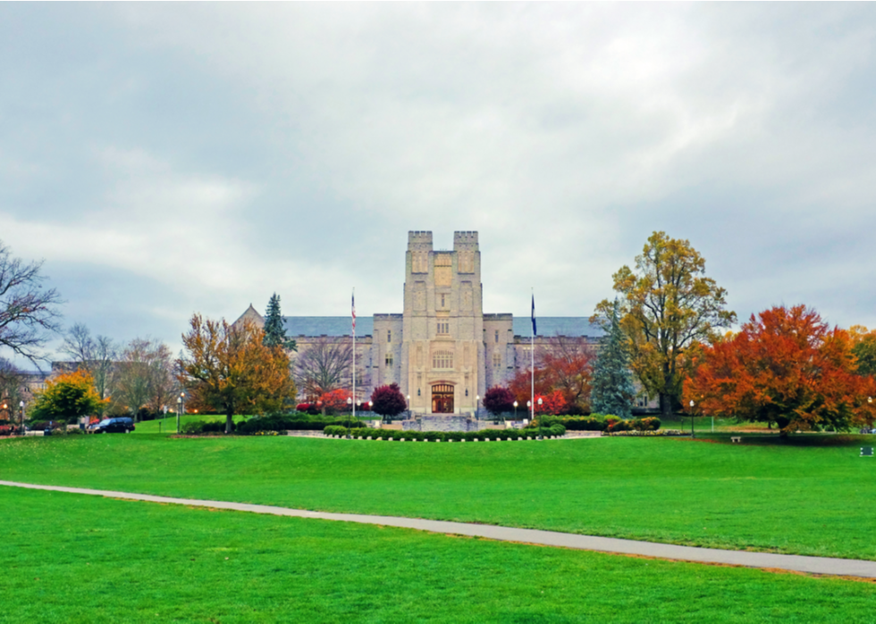 The campus of Virginia Tech under cloudy skies.