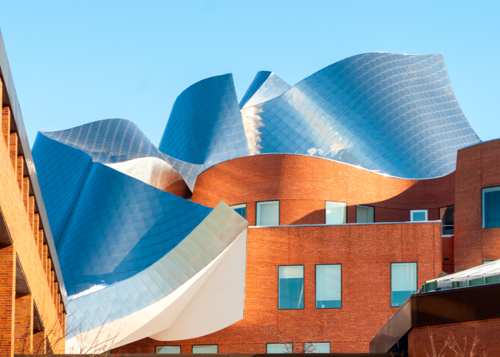 The Peter B. Lewis building, designed by renowned architect Frank Gehry, on the campus of Case Western Reserve University.