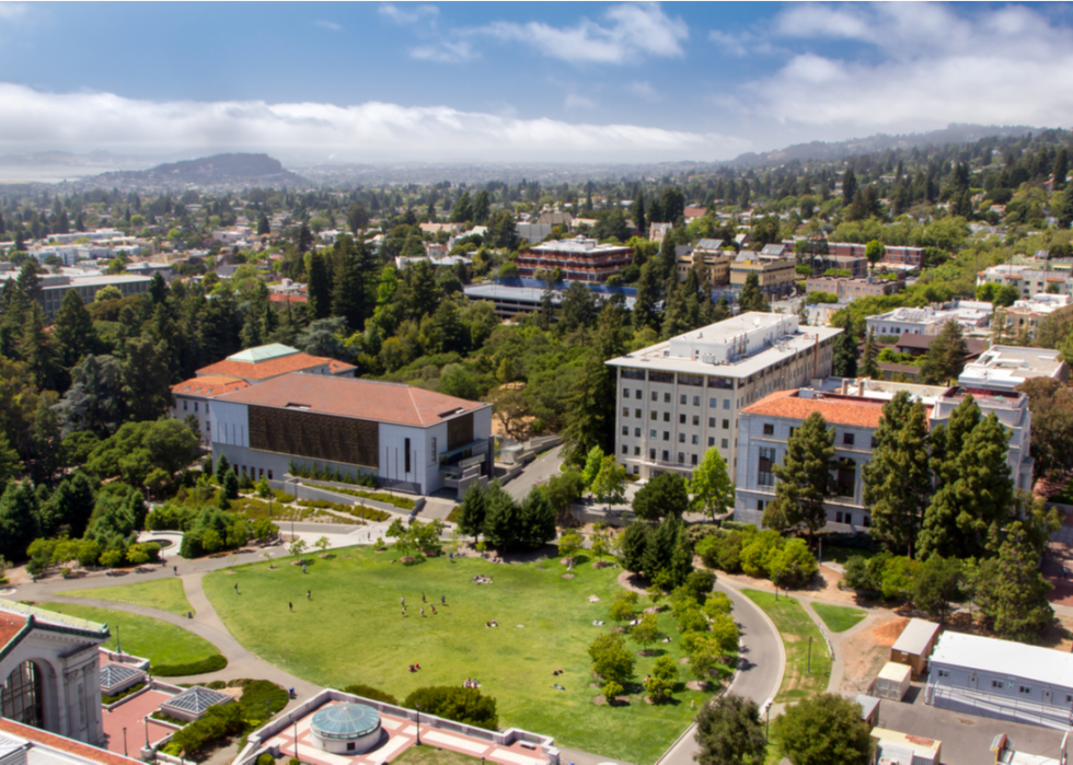 An aerial view of the campus of the University of California, Berkeley.