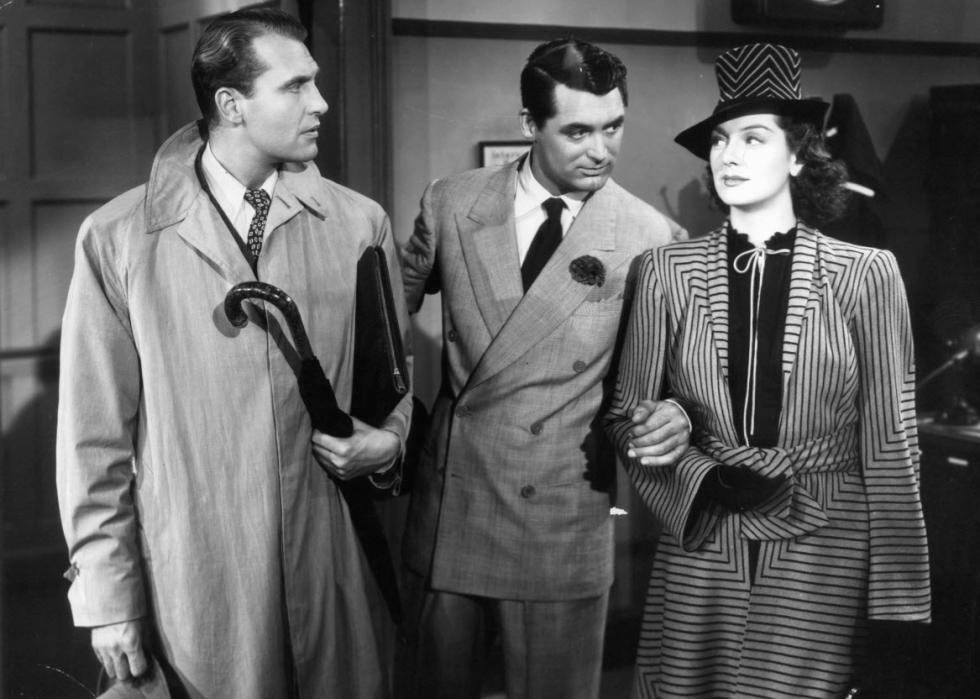 Cary Grant, Ralph Bellamy, and Rosalind Russell in a scene from "His Girl Friday"