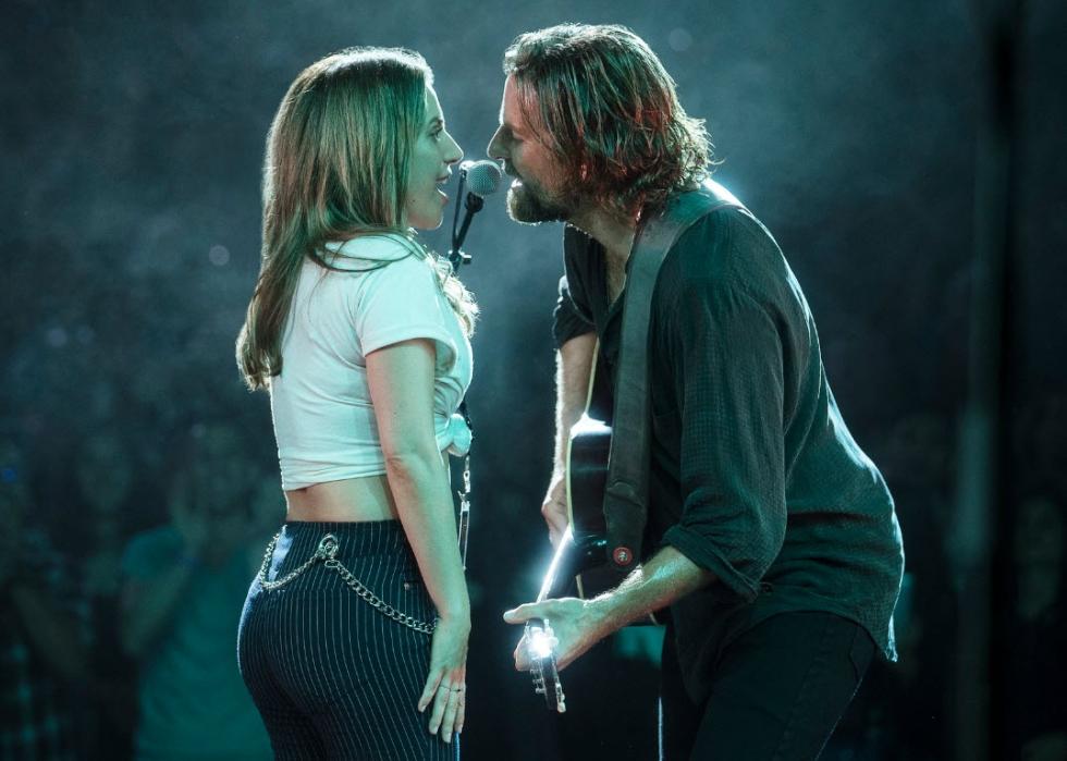 Bradley Cooper and Lady Gaga in a scene from "A Star Is Born"