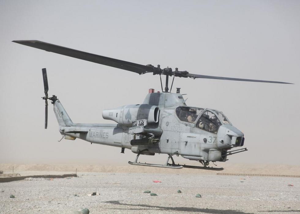 Pictured: An AH-1W Super Cobra helicopter approaches for a landing at Forward Operating Base Edinburgh, Afghanistan, July 16, 2011. The AH-1W, assigned to Marine Light Attack Helicopter Squadron (HMLA) 267, provides overwatch protection for the U.S. Soldiers assigned to the base