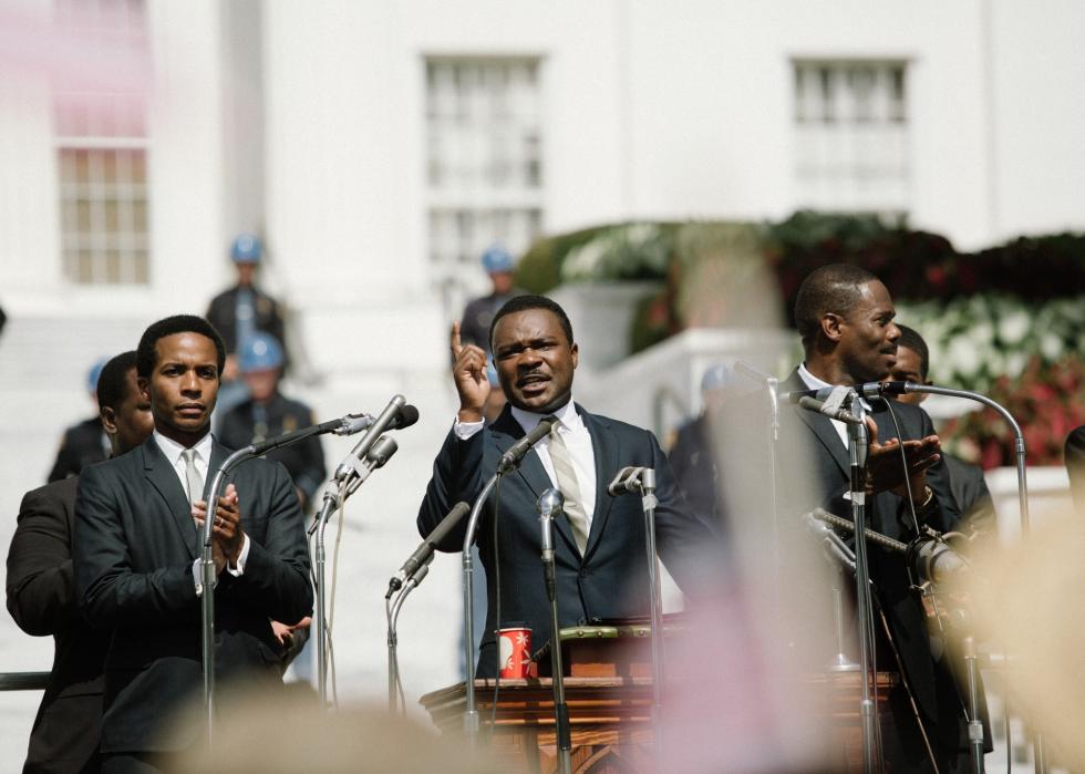 David Oyelowo, playing Martin Luther King Jr., giving a speech.