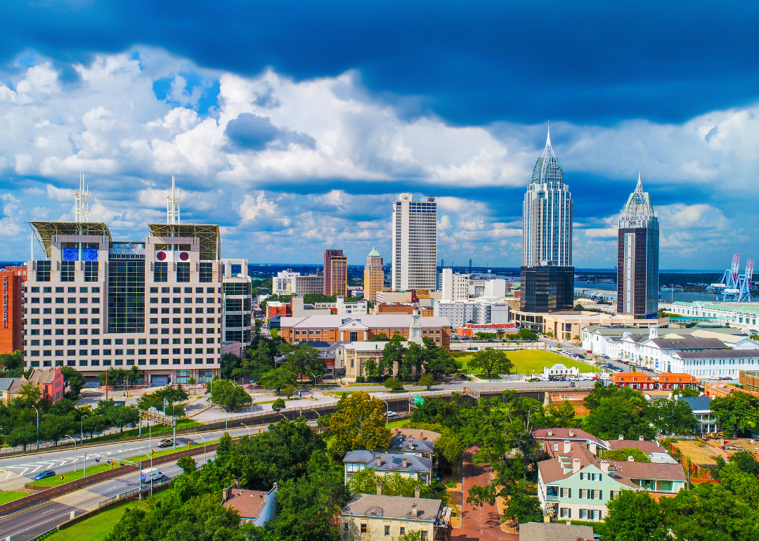 Aerial view of downtown Mobile.