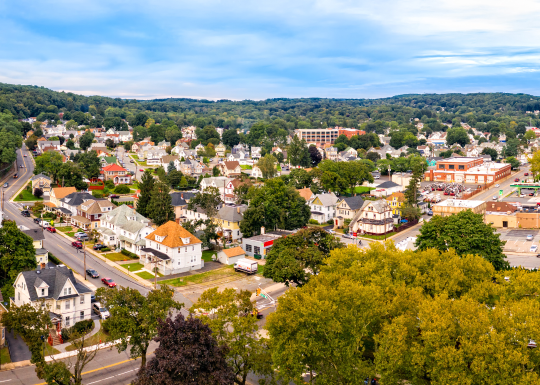 Aerial cityscape of Dover.