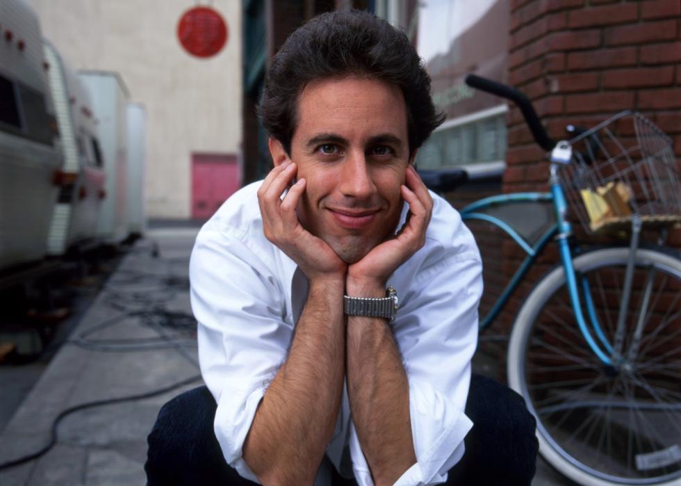 Jerry Seinfeld poses for a photo during Seinfeld filming in 1990.