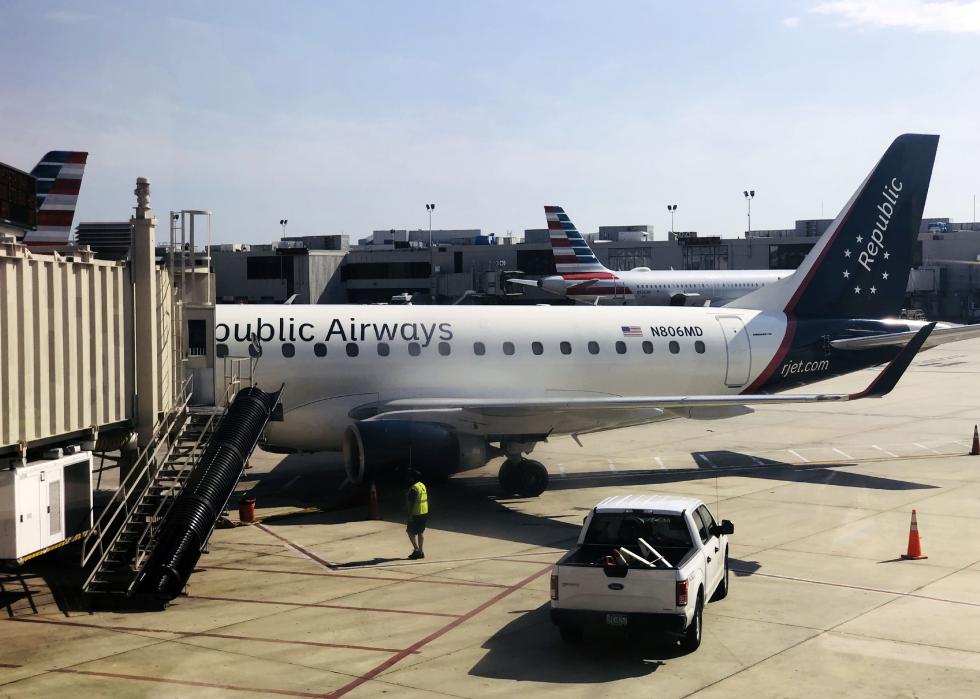 Republic Airways jet at a gate.