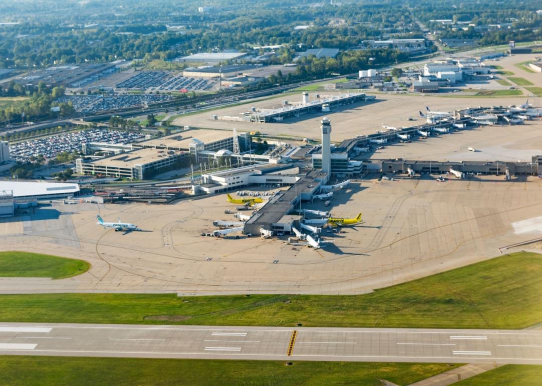 An aerial view of Cleveland-Hopkins International airport.