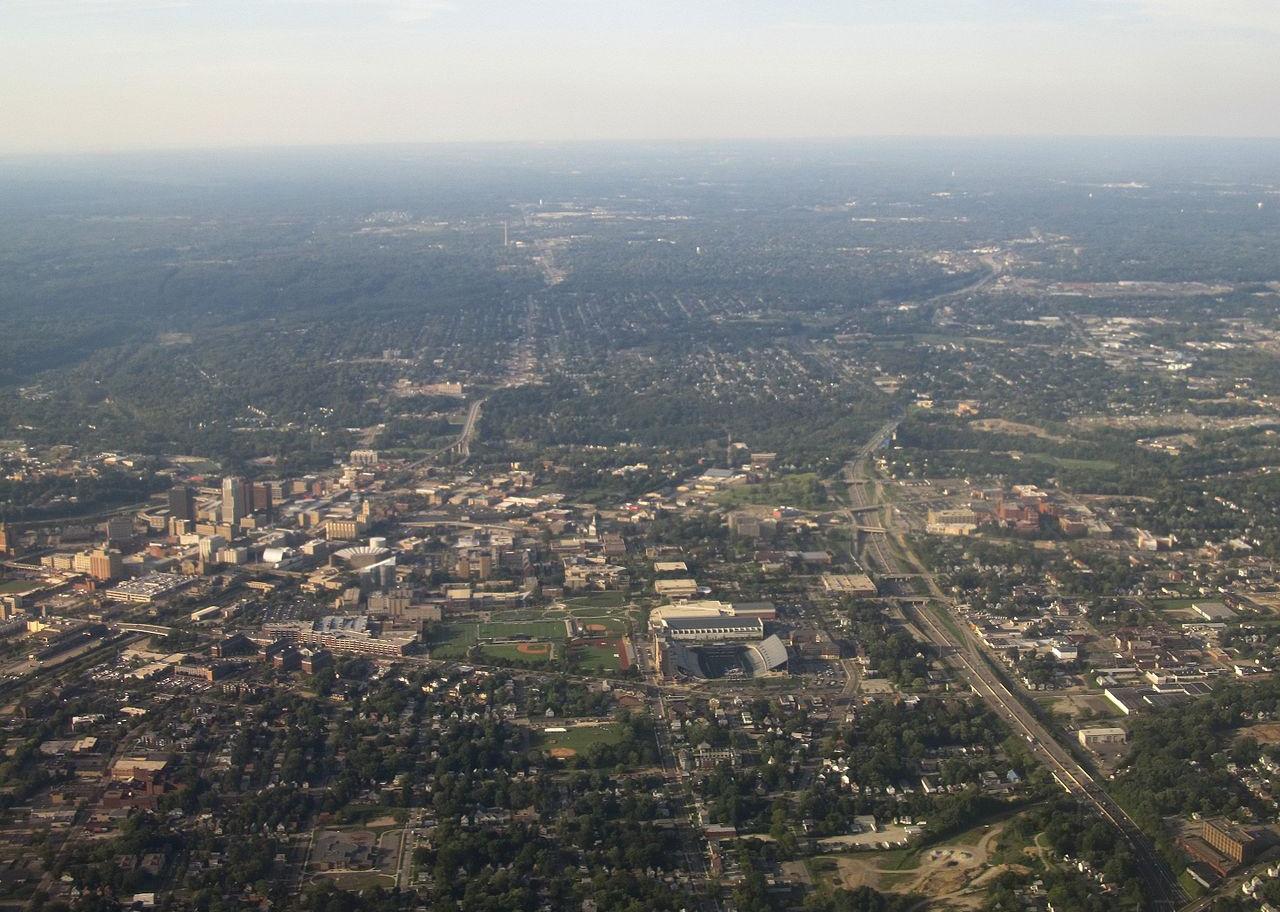 The approach from the air to Akro airport and downtown.
