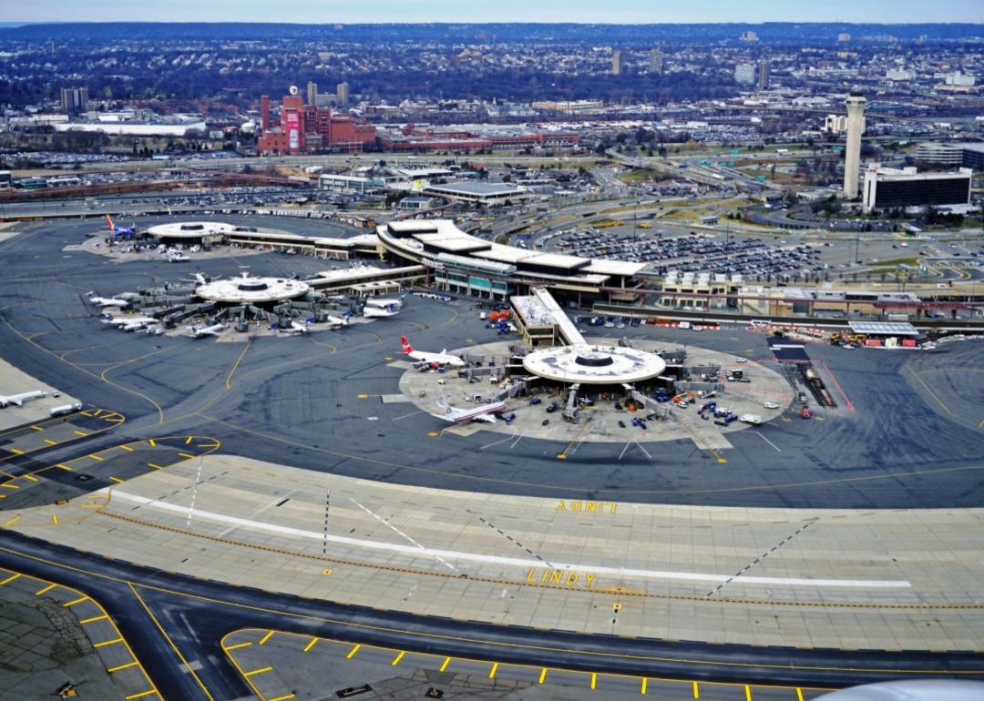 An aerial view of the Newark airport.