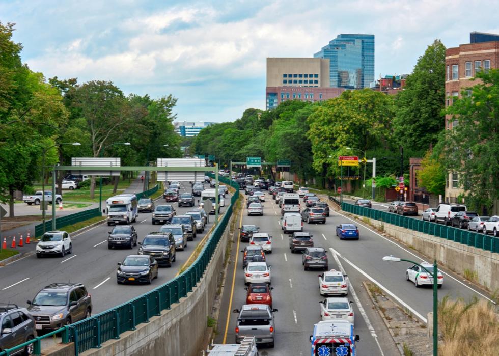 Busy highway in Boston, Massachusetts.