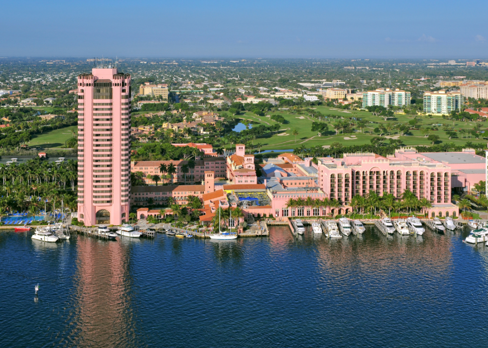 Overhead view of Boca Raton historic district on the water.