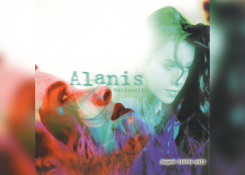 Alanis Morissette in an abstract graphic design.