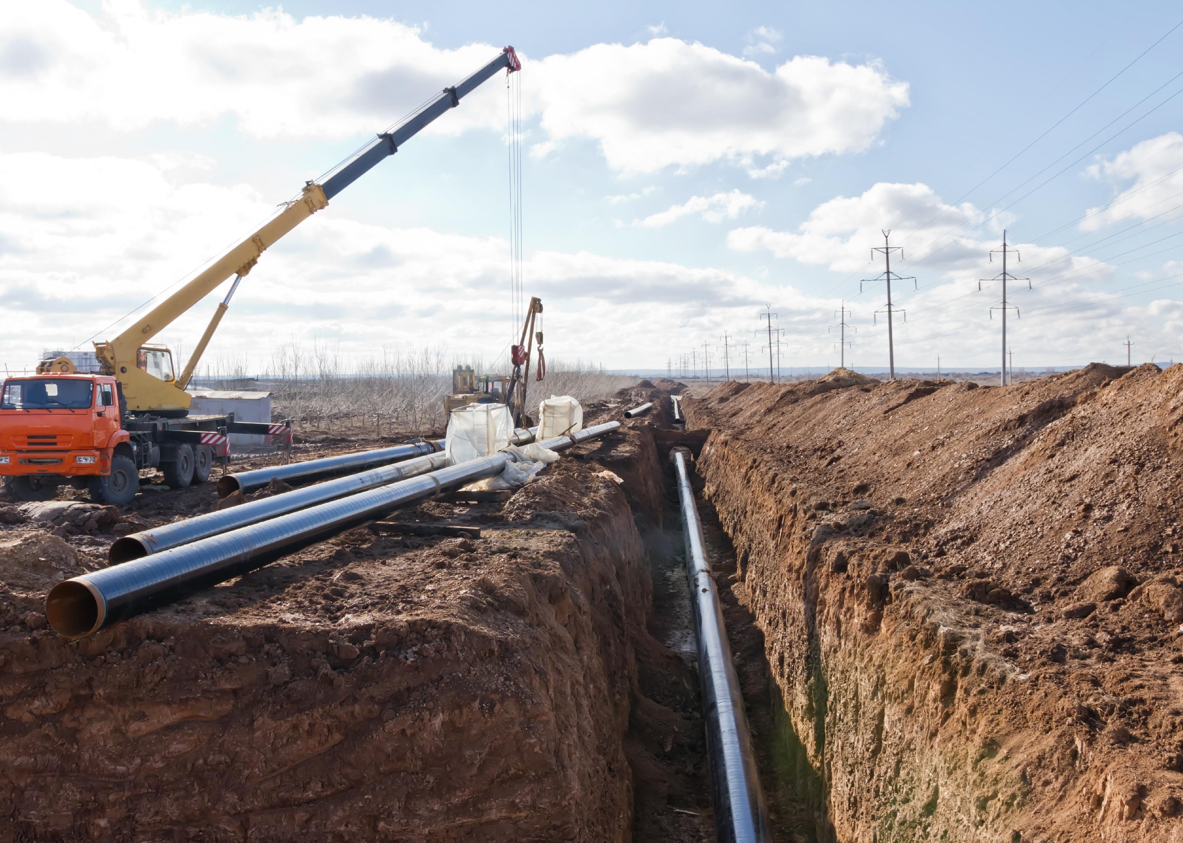A pipeline being worked on.