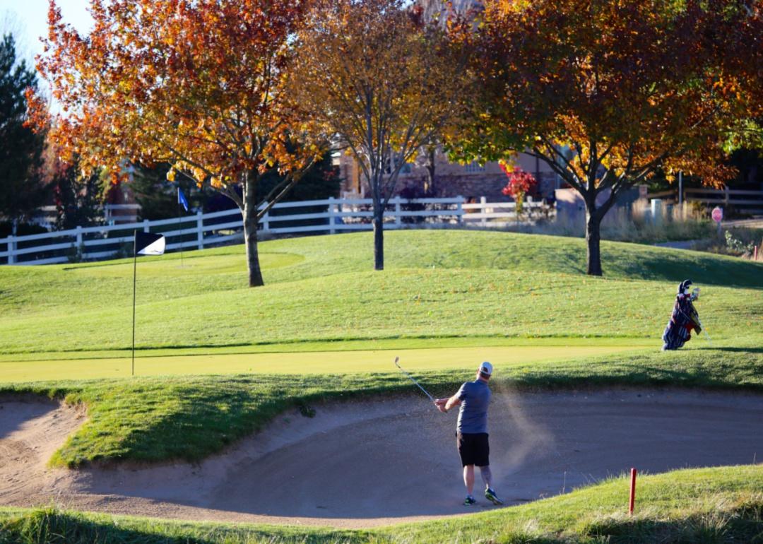 People golfing.