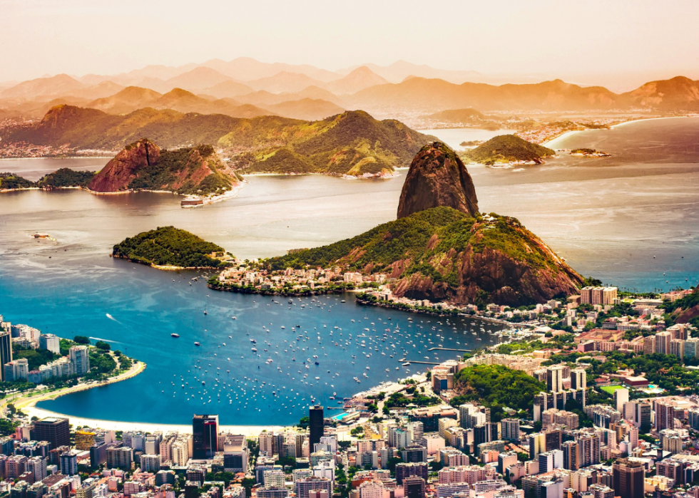 Rio de Janeiro, Brazil cityscape and water.