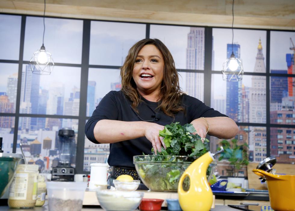 Chef Rachael Ray onstage during a culinary demonstration
