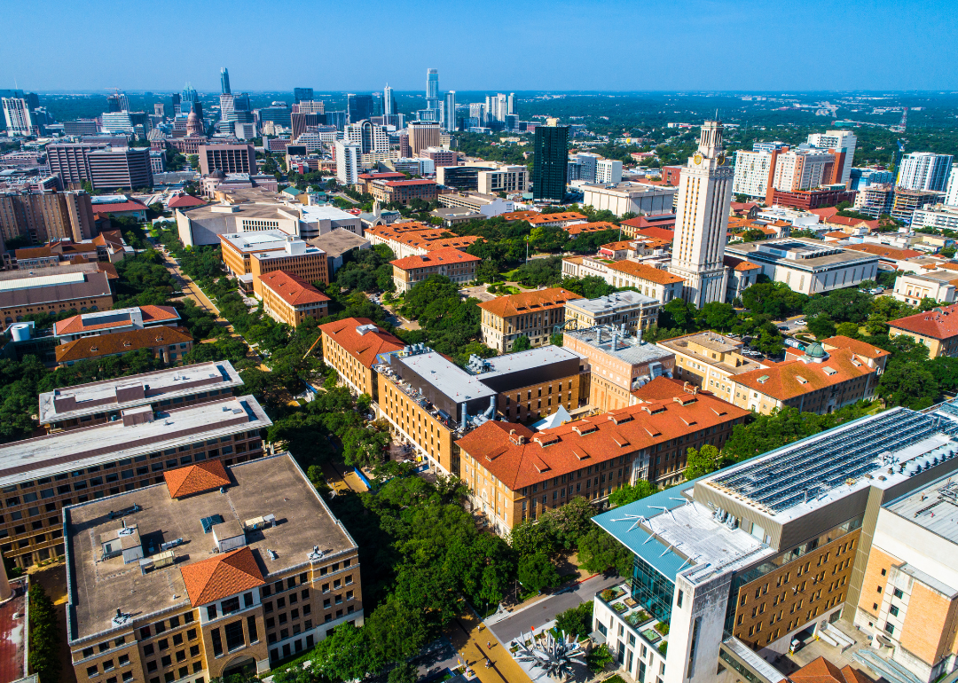 An aerial view of downtown Austin.