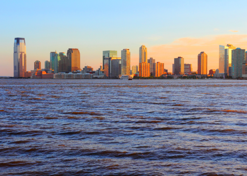 New Jersey skyline from the water.