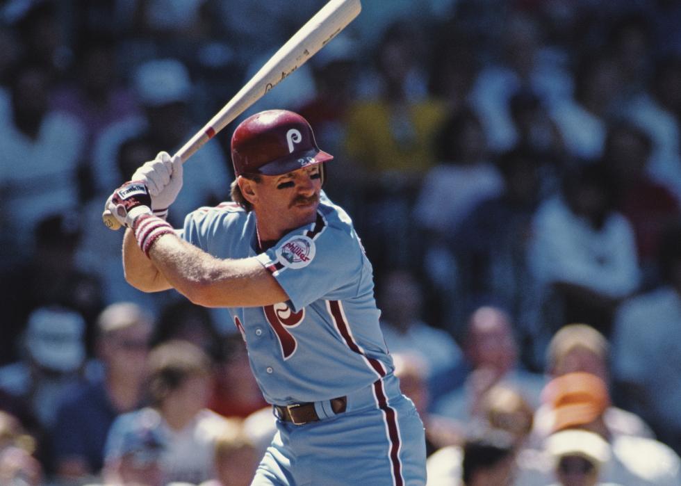 Mike Schmidt of the Philadelphia Phillies prepares to bat.