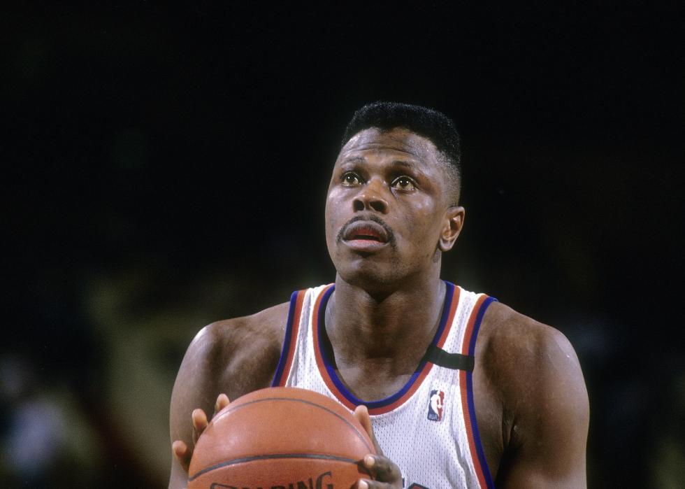 Close up of Patrick Ewing of the New York Knicks at the free-throw line