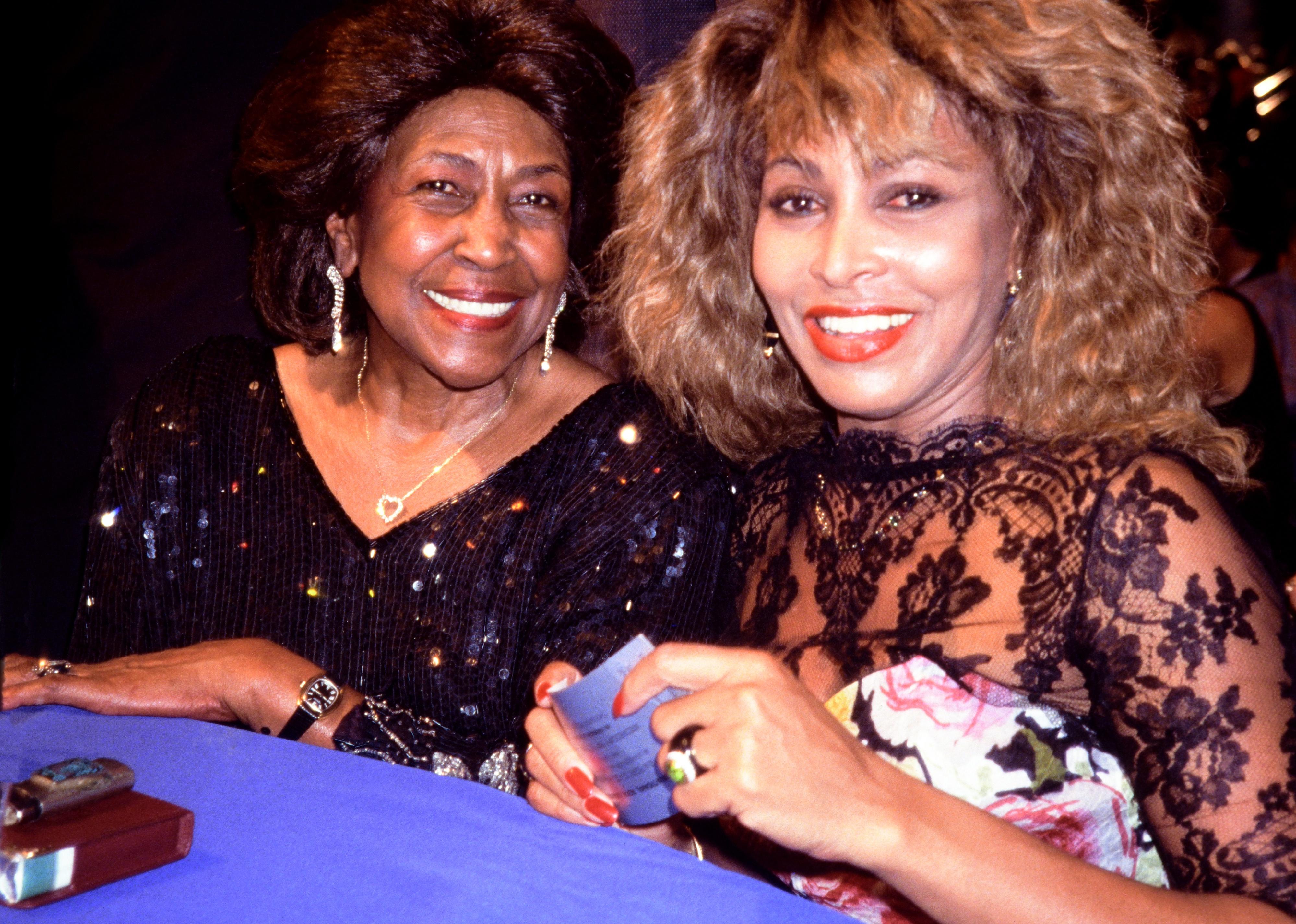 Tina Turner and her mother Zelma pose for a photograph in London.