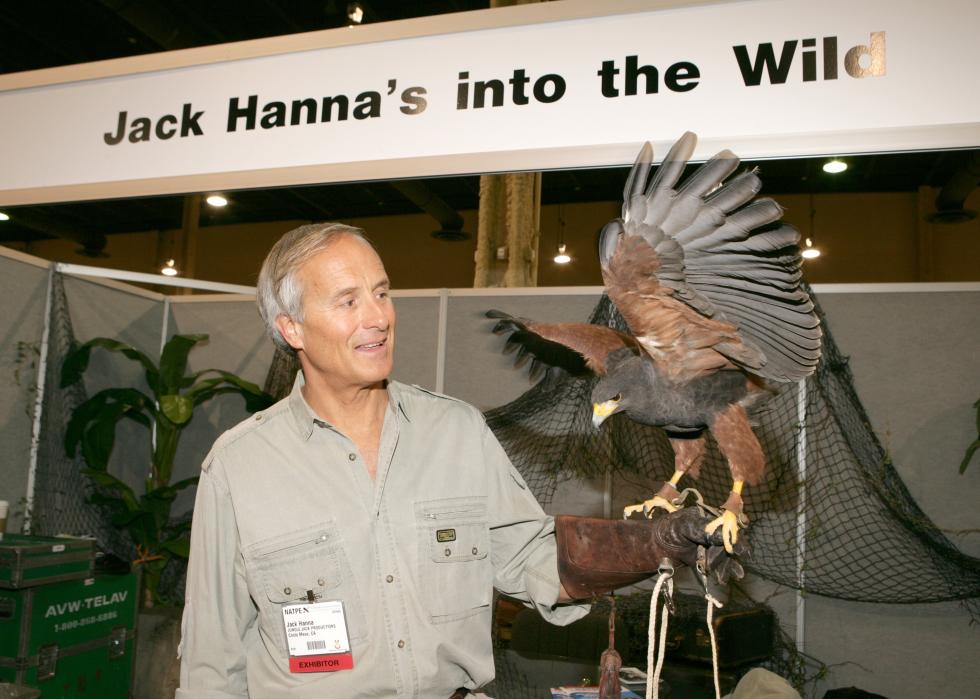 Jack Hanna holding a bird on the set of “Jack Hanna’s Into the Wild”
